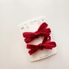 European-style Simple and Sweet Candy-colored Velvet Bow Tie Children's Cute Matching Accessories with Side Clips and Hair Clips