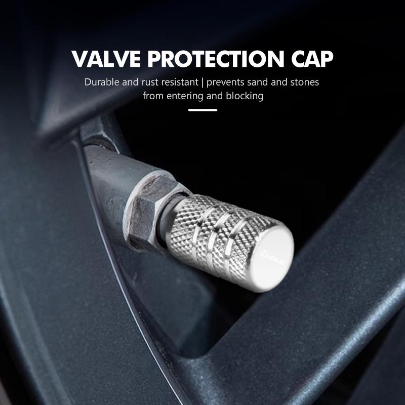 4PCS Car Wheel Tire Valve Cap Cover Airdust Waterproof For Lexus UX250h RX450h RX300 GX470 CT200h RX400h NX300h RX350 AEI1
