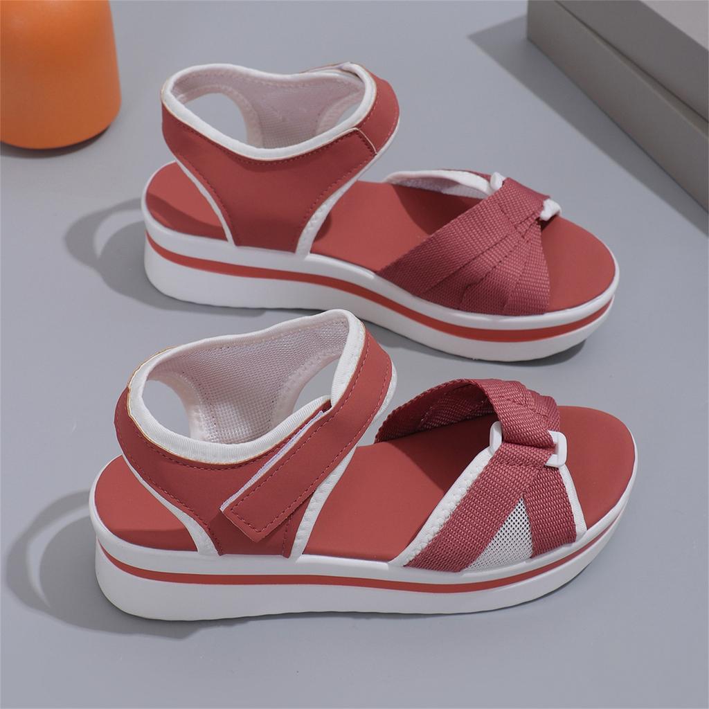 Women's Plus Size Casual Open Toe Sandals Adjustable Hook and Loop Strap Lightweight Platform Comfortable Summer Footwear