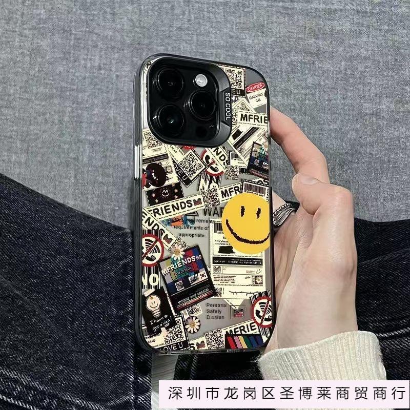 Graffiti Smiley Face Applies To Apple 16plus Mobile Phone Case iPhone16/15 Colored Silver 13promax Hard 12 Anti-drop 8