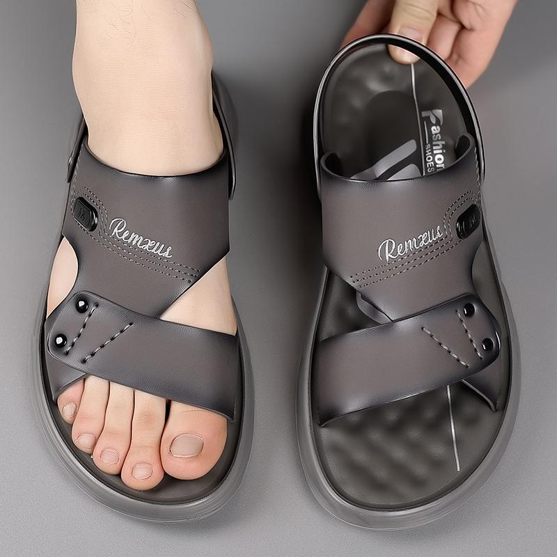 Summer Sandals Men's Outdoor Flats Casual Sport Leather Non-slip Breathable Sandals Outdoor Sandals Beach Garden Shoes
