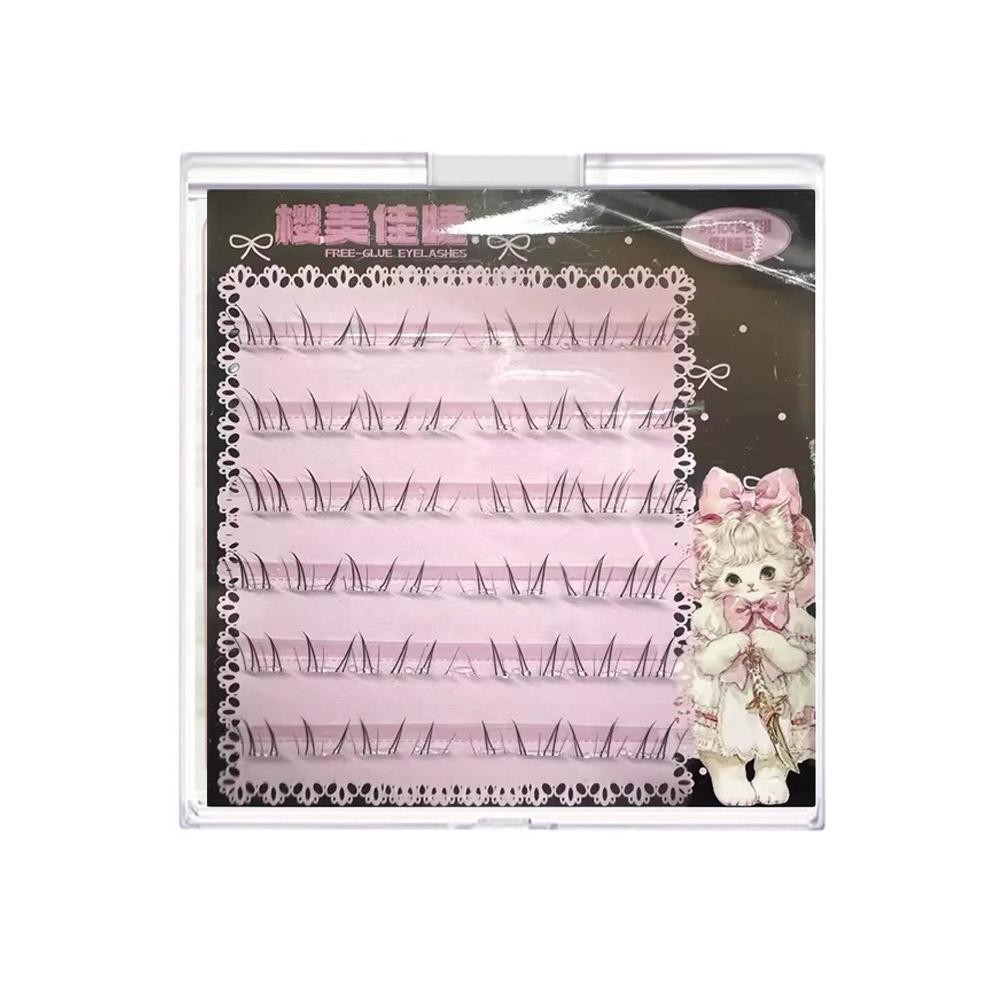 4-6mm Einzelne untere Wimpernbüschel Ohne Kleber C-Schwung Schwarze untere Wimpern Selbstklebende Wimpernverlängerungen Cosplay DIY Make-up