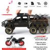 1/24 Scale Toy Pickup Trucks, Truck Toy, Ford F150 Diecast Metal Pickup with Sound and Light, 6x6 Off-Road Pull Back Trucks with Motorcycle for Kids