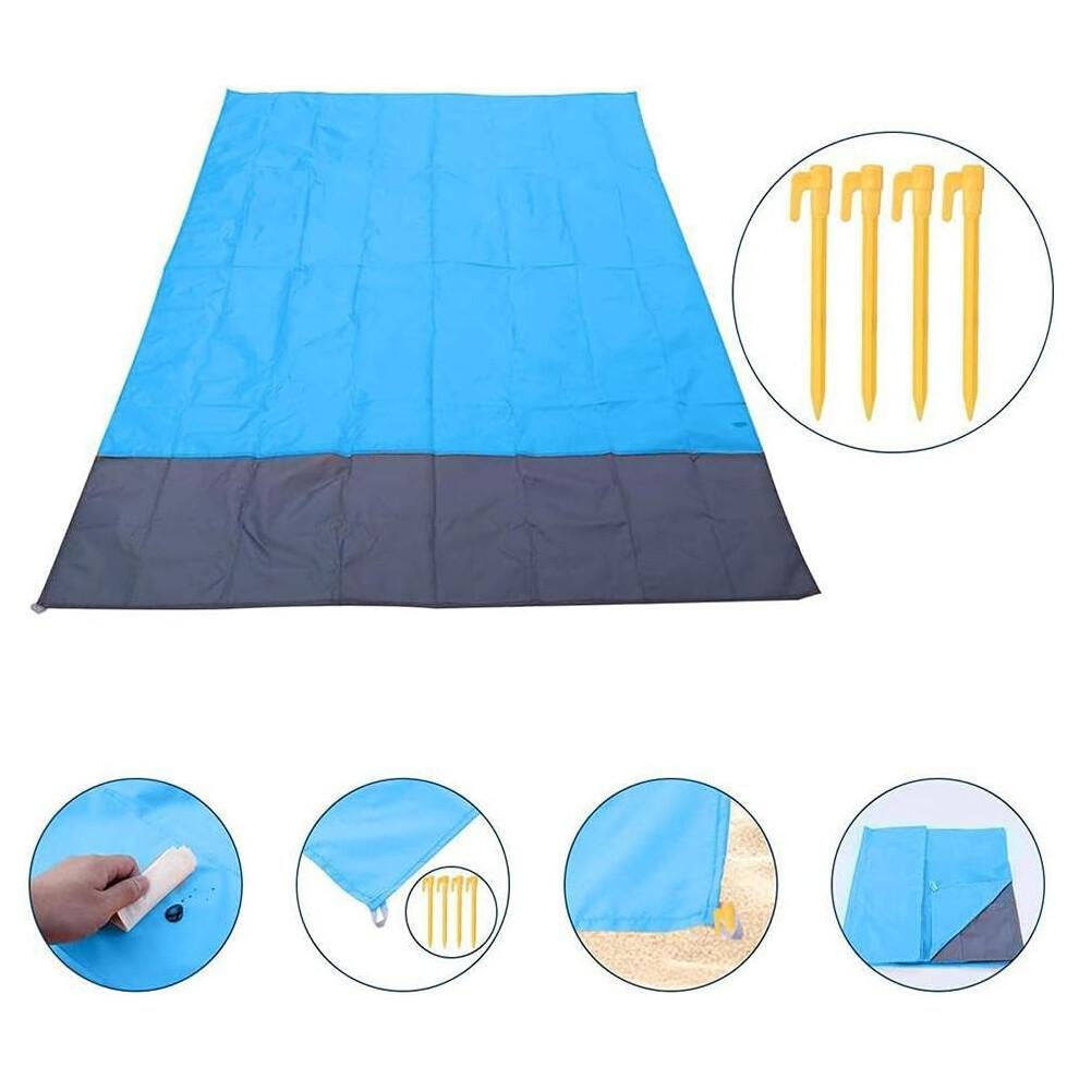 Oversized Portable Beach Blanket for 4-6 People, Fast Dry Waterproof Portable Picnic Mat, Sand Proof Mat for Travel, Camping, Hiking (78.7 X 55.1 Inc