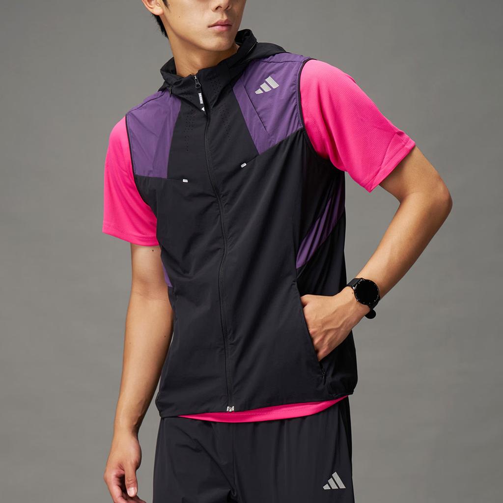 Adidas Breeze Run Reflective Print Removable Sleeve Running Jacket Men Jacket KF4924