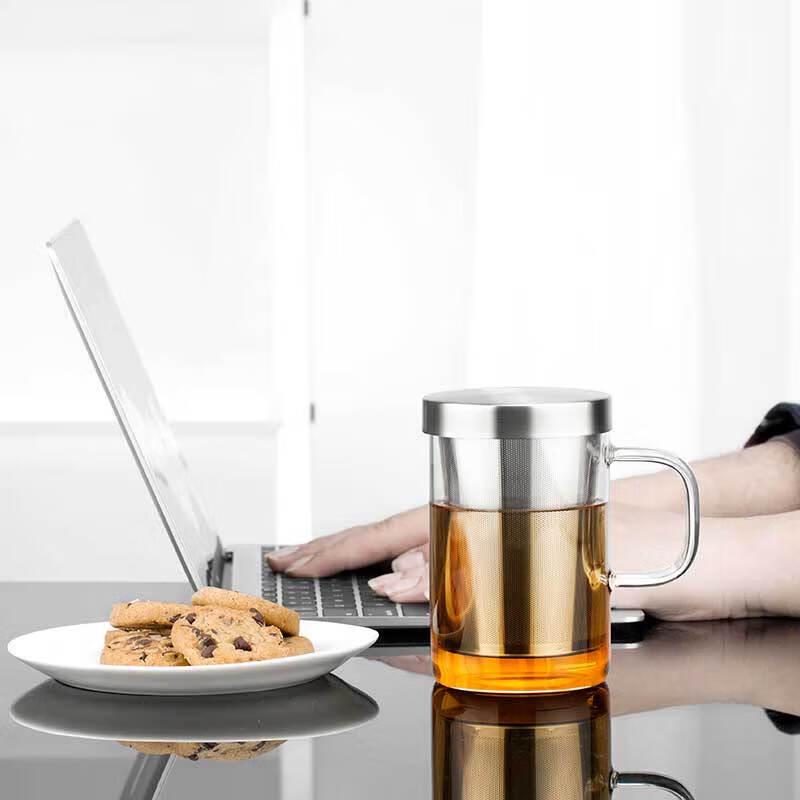Shangming Heat-Resistant Glass Tea Infuser Mug