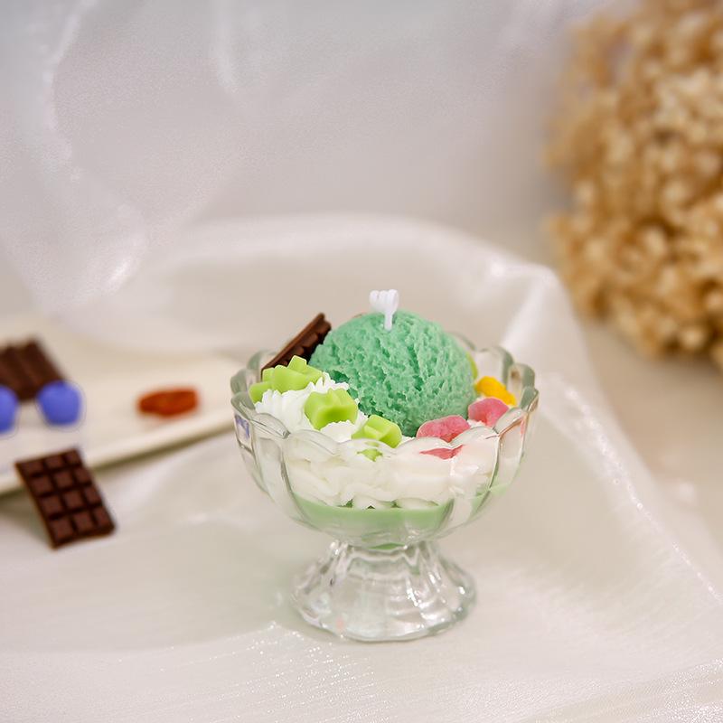 Handmade Scented Soy Wax Candle in Fruit Ice Cream Glass - Birthday Gift & Ornament