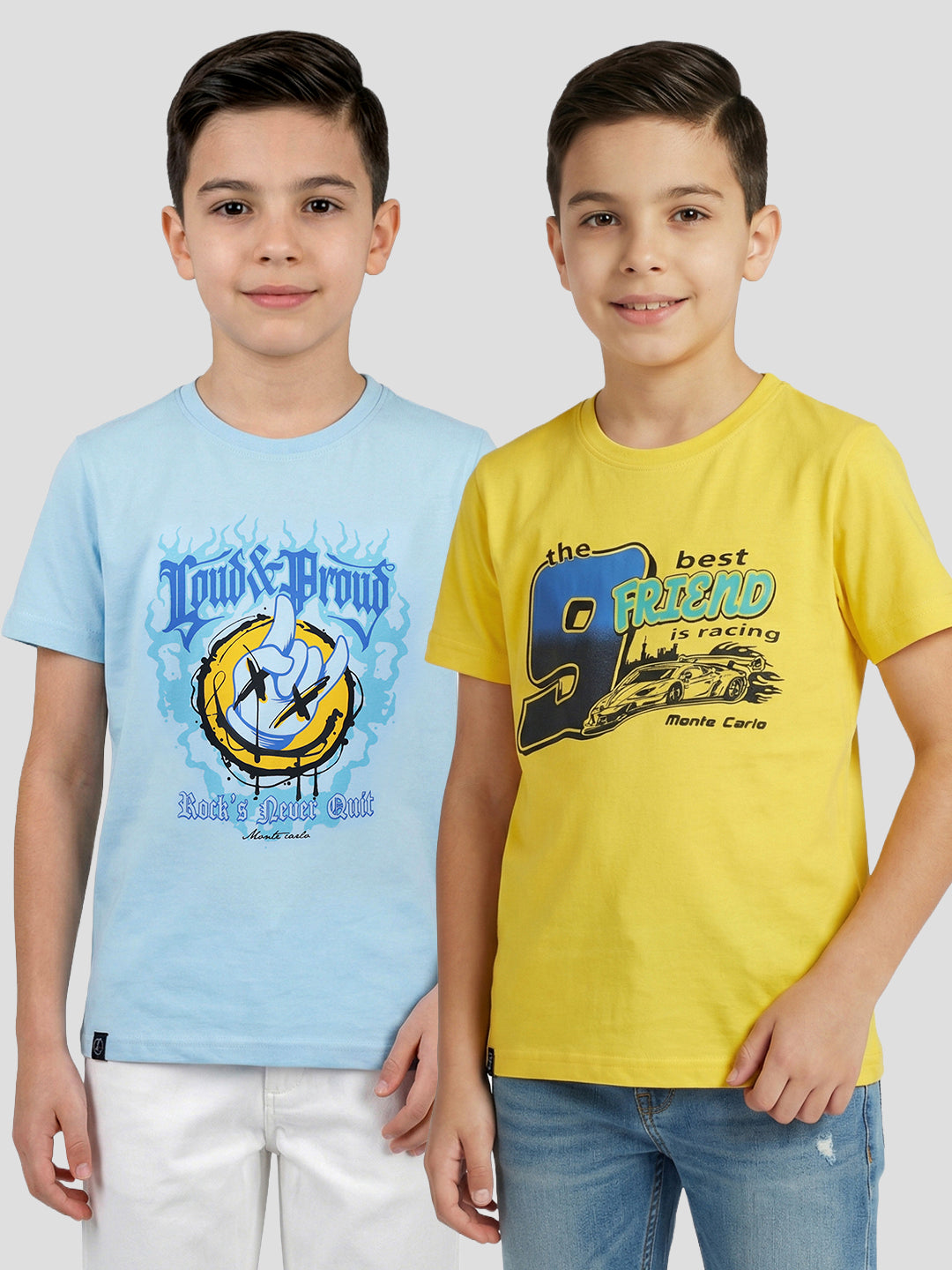 Monte Carlo Boy Regular Fit Yellow-Sky Tshirt 4-5 Years