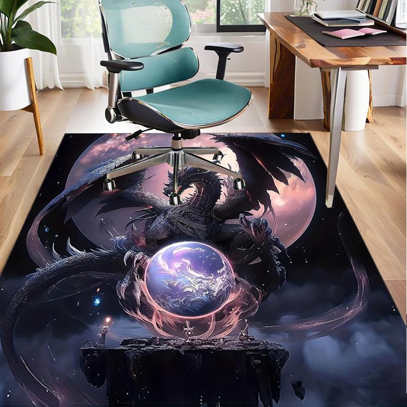 Mythical Dragon Flight Office Rug Chair Mat, Entryway Carpet, Suitable for Front Door, Bedroom, Living Room, Desk, Holiday Gift