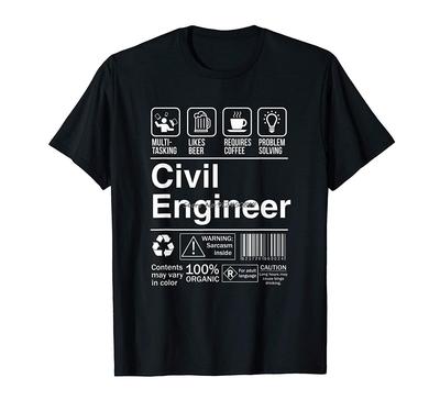 Ingegnere Civile Etichetta Prodotto Maglietta Regalo Divertente Uomo Cotone Girocollo T-shirt Hip Hop Tee Streetwear Harajuku