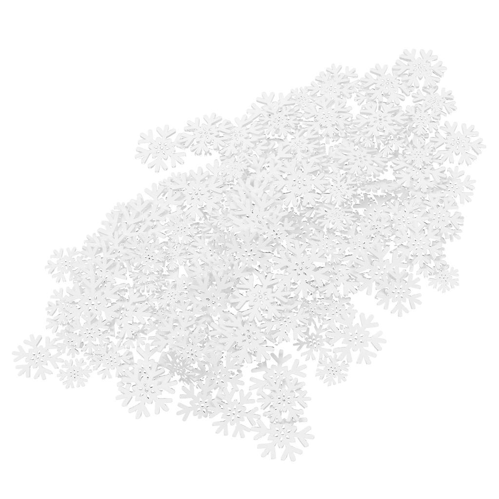200PCS Snowflake Wood Slices 20mm 25mm 30mm 35mm Christmas White Snowflake Ornaments for DIY Crafts