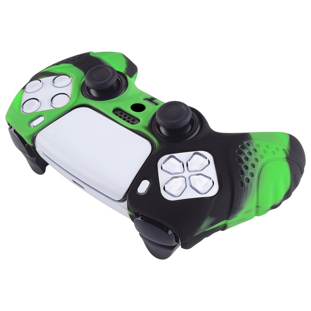 eXtremeRate PlayVital Protective Cover for Cover for Ps5 with Stick Cap Ps5, Controller, [green & Black]