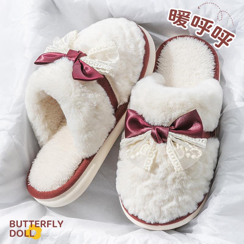 Women's Non-Slip Waterproof Thick-Soled Cotton Slippers – Cozy Furry Design for Autumn/Winter Maternity & Men's Wear