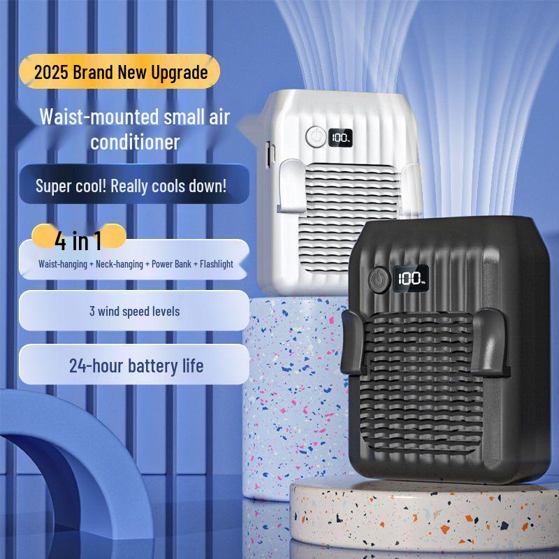 Y1L Waist & Handheld USB Portable Fan: Strong Wind Cooling for Outdoor, Food Delivery, Construction