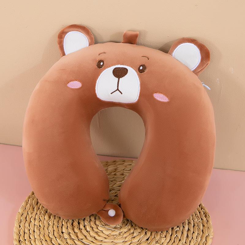 Customizable Cartoon Embroidery U-Shaped Memory Foam Neck Pillow for Travel & Home