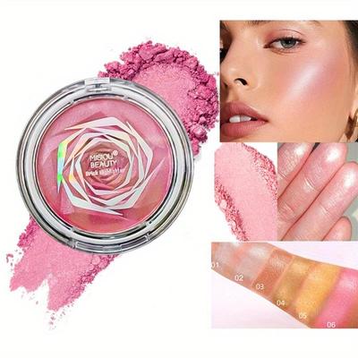 Rose Diamond Highlighter Powder Palette, Blush Palette Face Highlighting Contouring, Pearlescent Eyeshadow Highlighter, Makeup Gift for Women