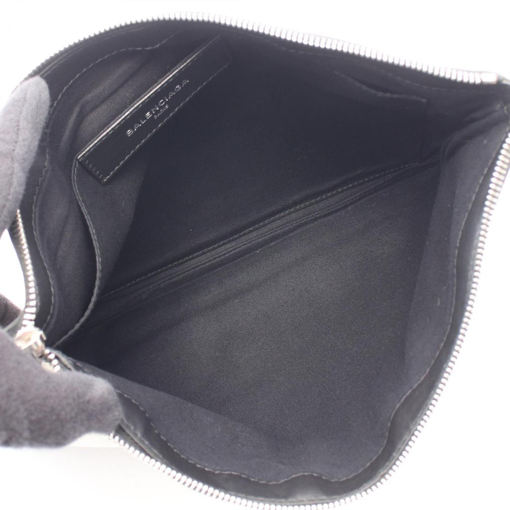 Used BALENCIAGA Navy clip M business bag clutch bag 373834 canvas leather Beige Black Used unisex