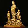 Feng Shui Copper Guanyin Bodhisattva Ornaments Golden Girls Boys Household Statues
