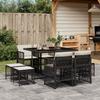 Vidaxl 9-Cz. Tuinmeubelset met Kussens, Zwart, PE Rotan