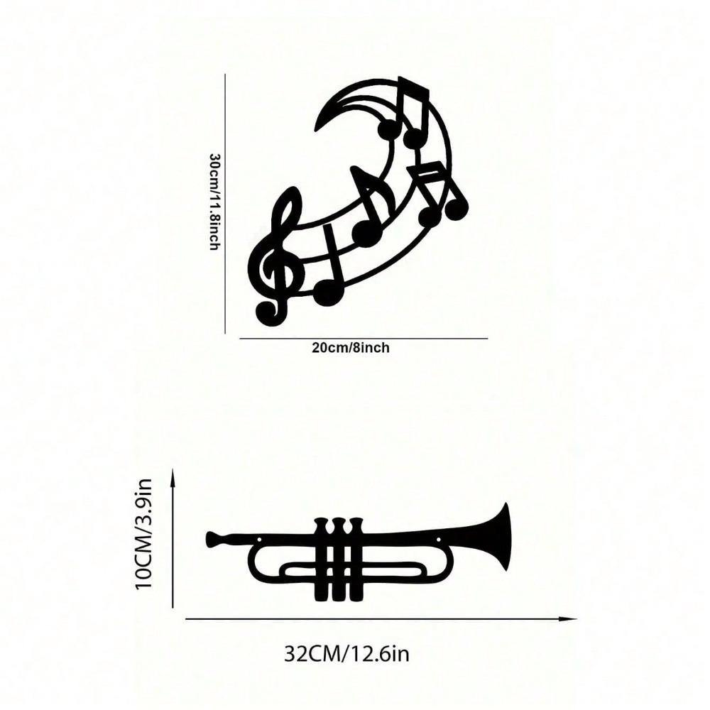 

2-Piece Elegant Trumpet Metal Wall Art Decor for Living Room Modern Home Office Holiday Gift разноцветный