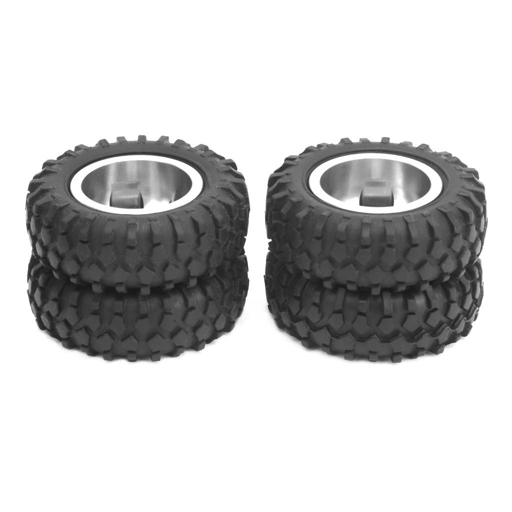 2Pcs RC Rear Twin Tire Wheel Tyre 55mm Dia Fit for WPL D12 1 10 Remote Control TruckSilver