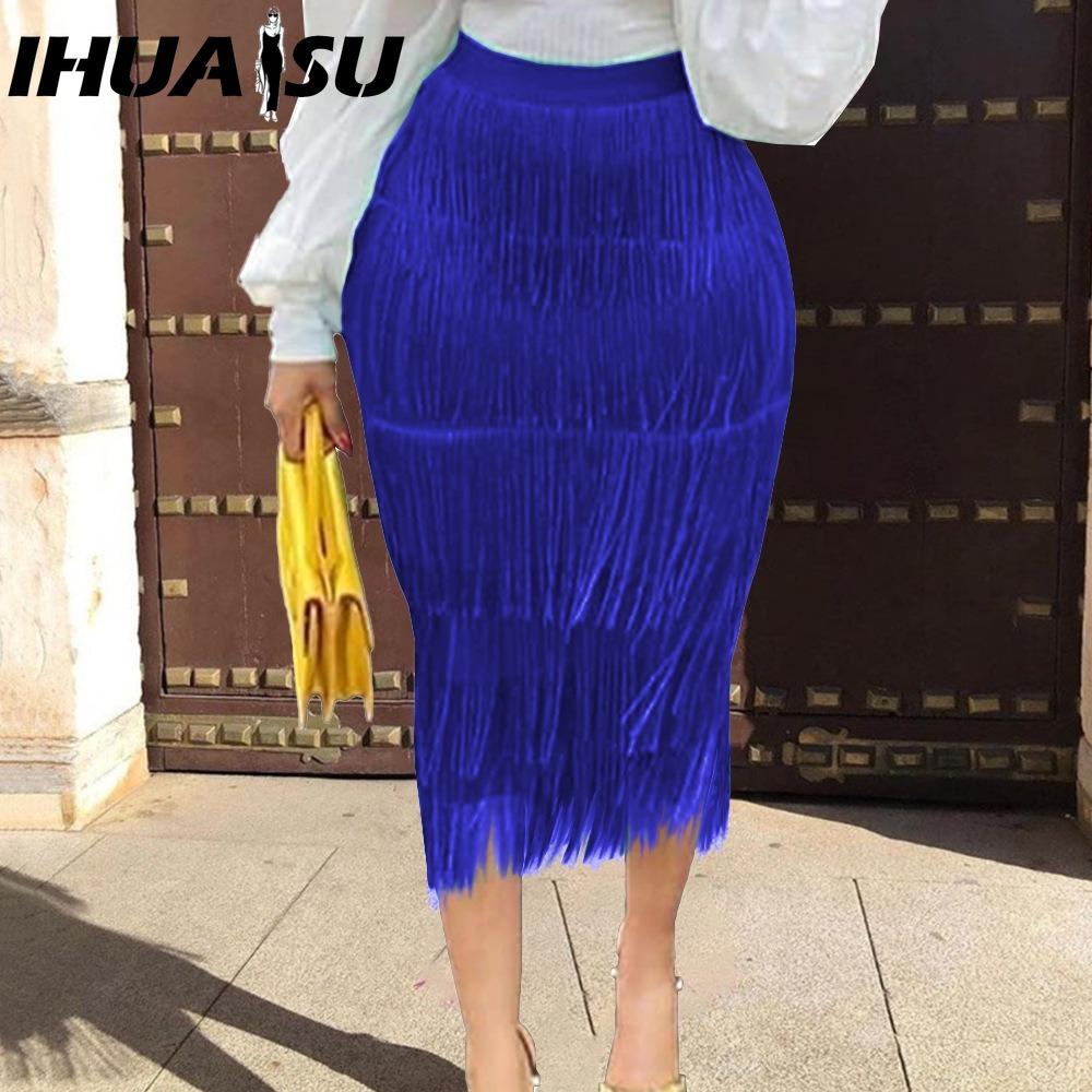 IHUASU Falda de Moda Casual para Mujer con Estampado de Color Sólido para Verano Primavera