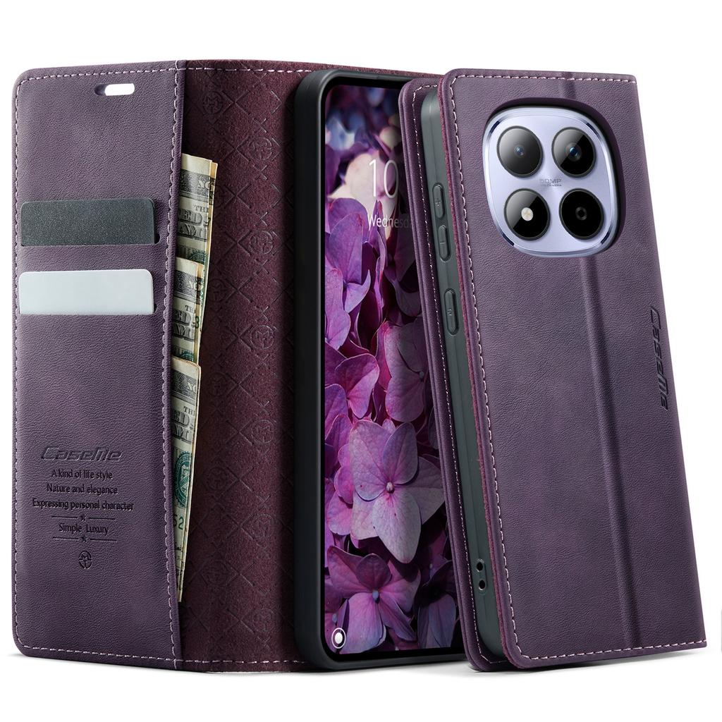 Dla Xiaomi Redmi Note 15 Pro 4G (Światowy) Etui CASEME Seria 033 Portfel blokujący RFID Stojak Skóra cielęca Tekstura Skórzane etui na telefon