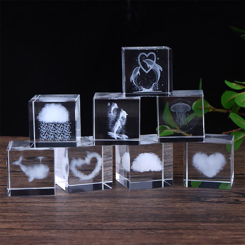 Creative Square Crystal Ornaments - Love, Dolphin & Cloud Designs, Collection Crafts for Home, Office Decor & Festival Gifts