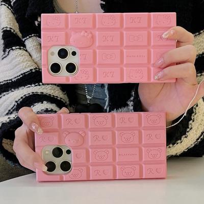 Čokoládový silikonový obal na telefon Miniso Hello Kitty pro iPhone 16 15 13 12 14 11 Pro Max X XS Max XR Kreslený Rilakkuma Medvěd Kryt