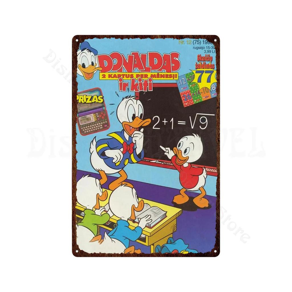 Metal Signs Donald Duck Uncle Scrooge Classic Animation Metal Poster Decorative Tin Painting Vintage Retro Kid Room Decor