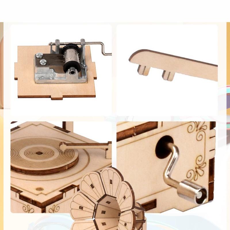 Puzzle Creativo 3D Tridimensionale Fonografo Carillon Modello di Puzzle in Legno Realizzato Scientificamente Giocattoli Educativi per Bambini