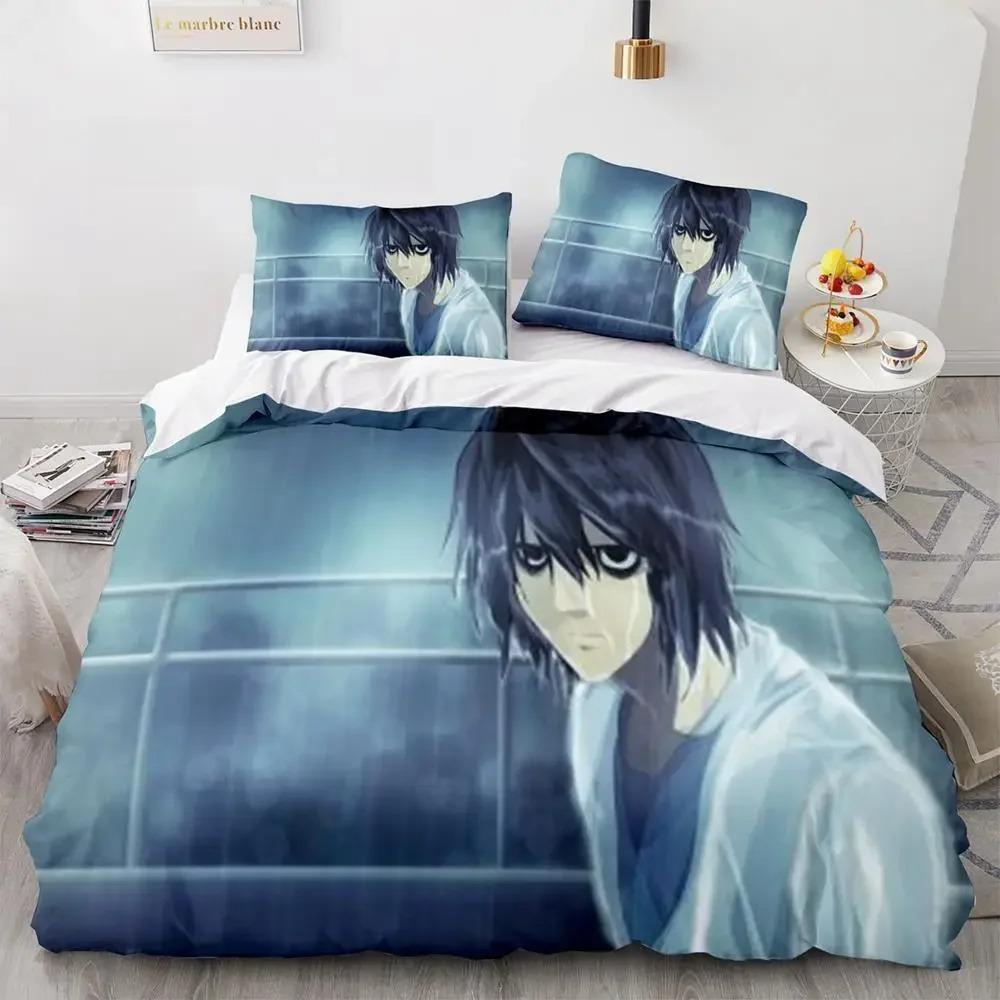 

Комплект постільної білизни Зошит смерті Single Twin Full Queen King Size Bed Set Дорослі Дитяча спальня Підодіяльники 3D-друк Аніме Зошит смерті 70x133cm 2pcs