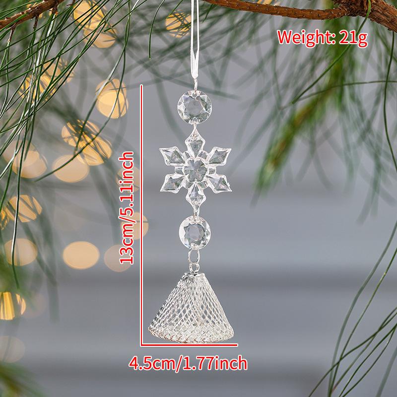 Transparent Acrylic Indoor Snowflake Crystal Ice Pendant Pearl Water Drop Hanging String Christmas Tree Ornament Pendant