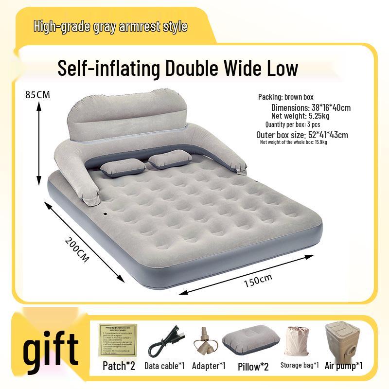 Elevated Flocked Inflatable Mattress with Built-in Pump and Moisture-Proof Pad