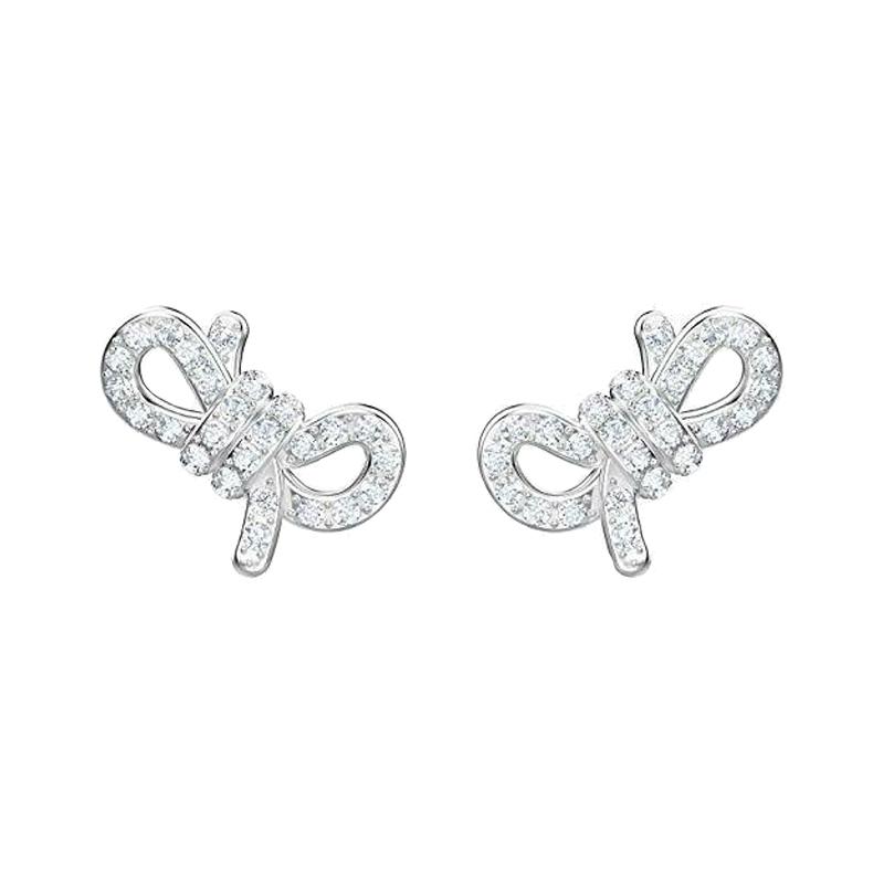 Swarovski Lifelong Bow Sweet Bow Earrings Rhodium Plated Earrings Women s Silver 5492257