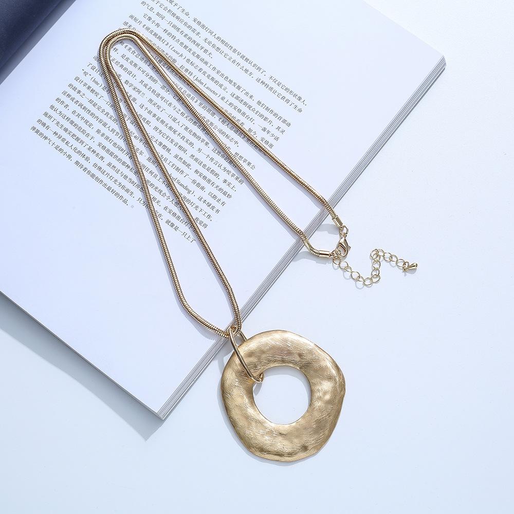 Женский кулон из сплава с матовой поверхностью Модное ювелирное изделие Винтажное украшение на длинной цепочке Женское ювелирное изделие Ожерелье