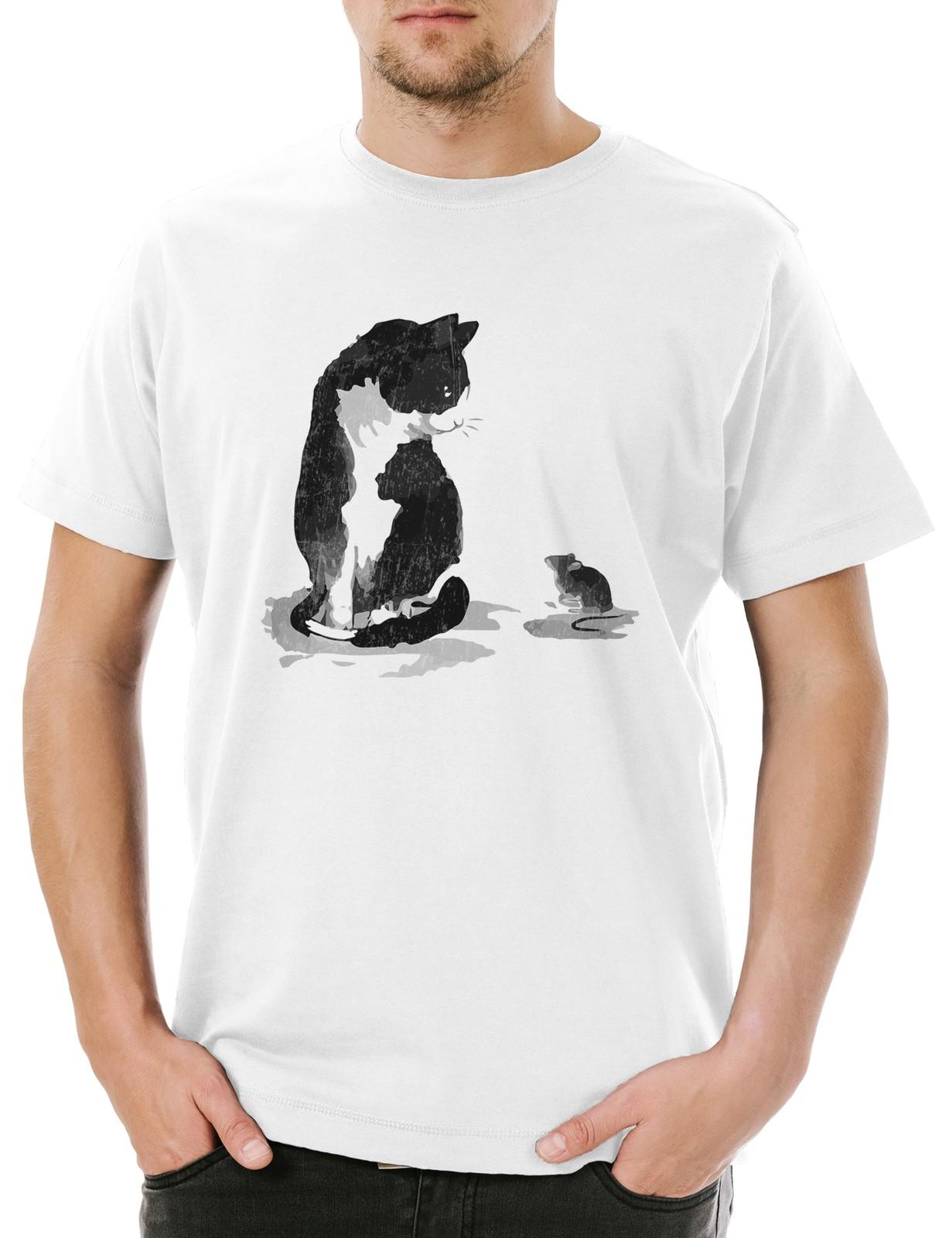 

Cat And Mouse Mens T-Shirt Mens Womens Tees Top Cats Kittens Hangover Cat Mouse Kitty Addicted L
