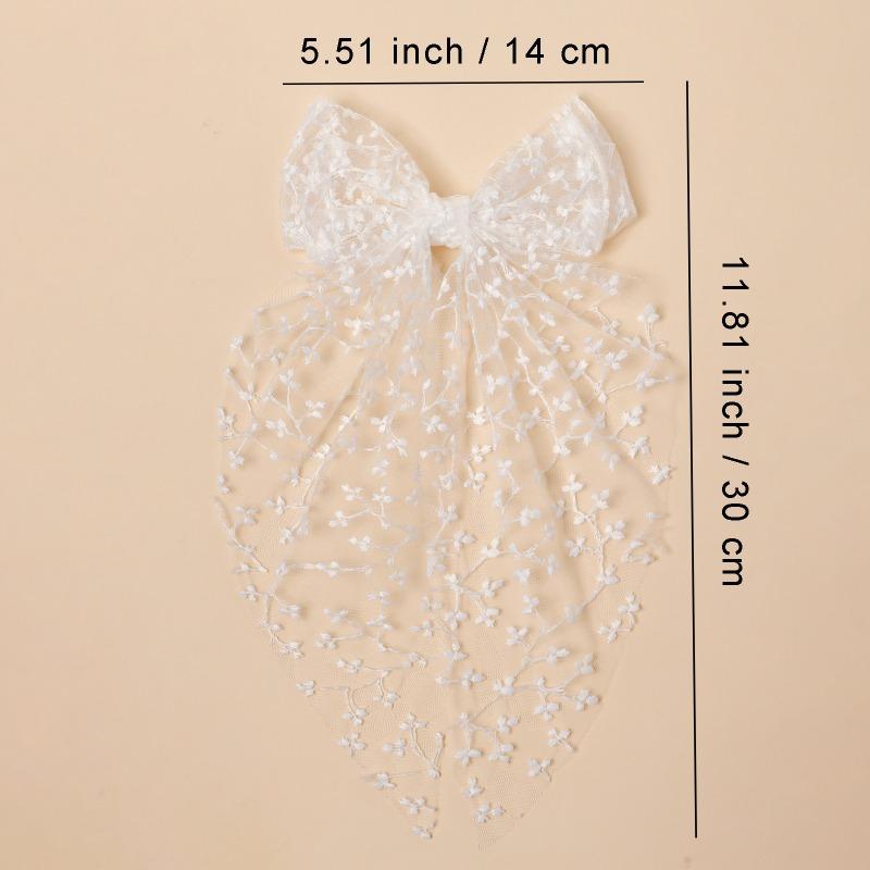 Lace Bow Children's Hair Accessory Sweet Forest-style Hair Clip Elegant Ribbon Mesh Embroidered Hair Clip for Women