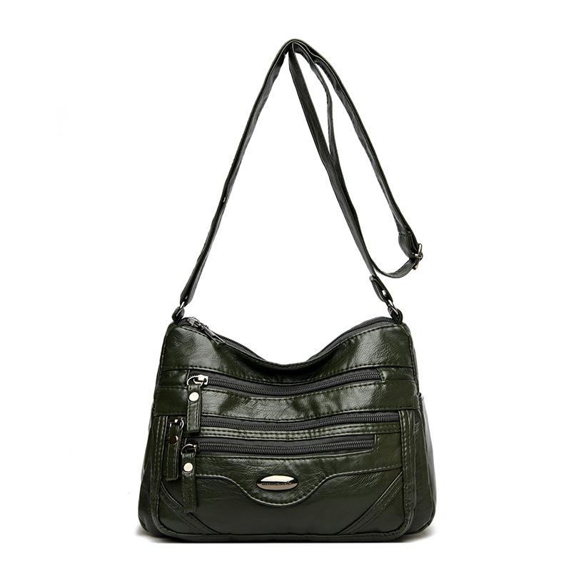 PU Umhängetasche Damen Schultertasche Mehrere Fächer Tasche für Mütter mittleren Alters