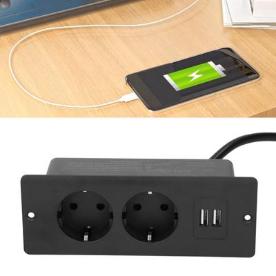 Prese Elettriche da Incasso 2 Porte USB 2 10A Presa da Scrivania Incassata Hub di Alimentazione da Scrivania con Cavo da 1.5m