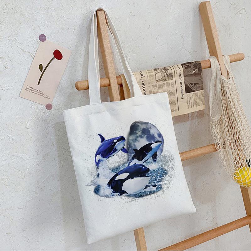 Sea Animals Sea Animals Handbag Going Out Portable Large Capacity Messenger Bag Casual Canvas Bag