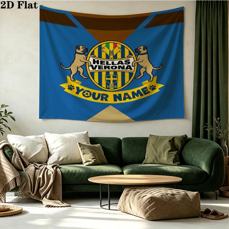 Custom Name Hellas Verona FC Printed Tapestry – Wall Hanging for Bedrooms, Dorms, and Home Decor