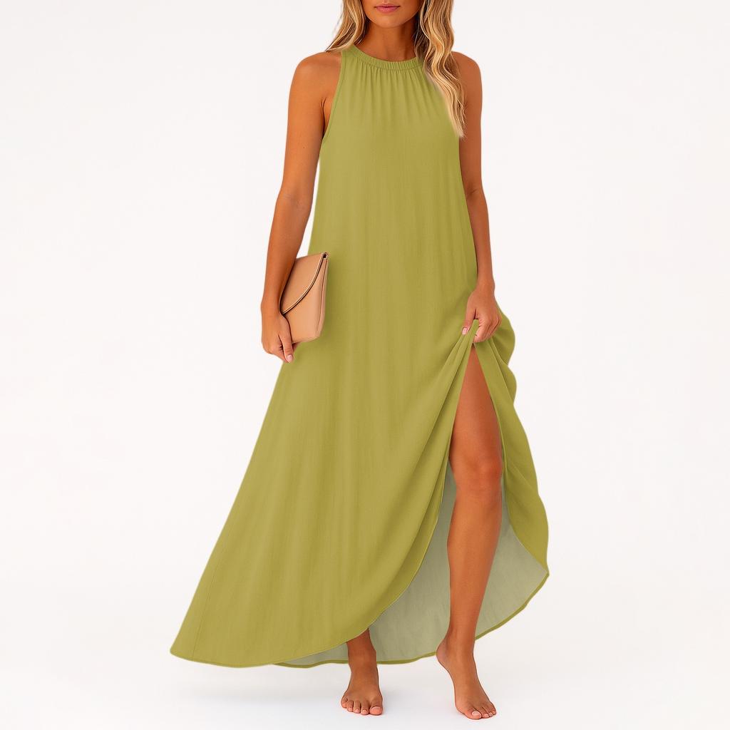 Women's Casual And Fashionable Round-neck  Sleeveless  Mid Length Dress