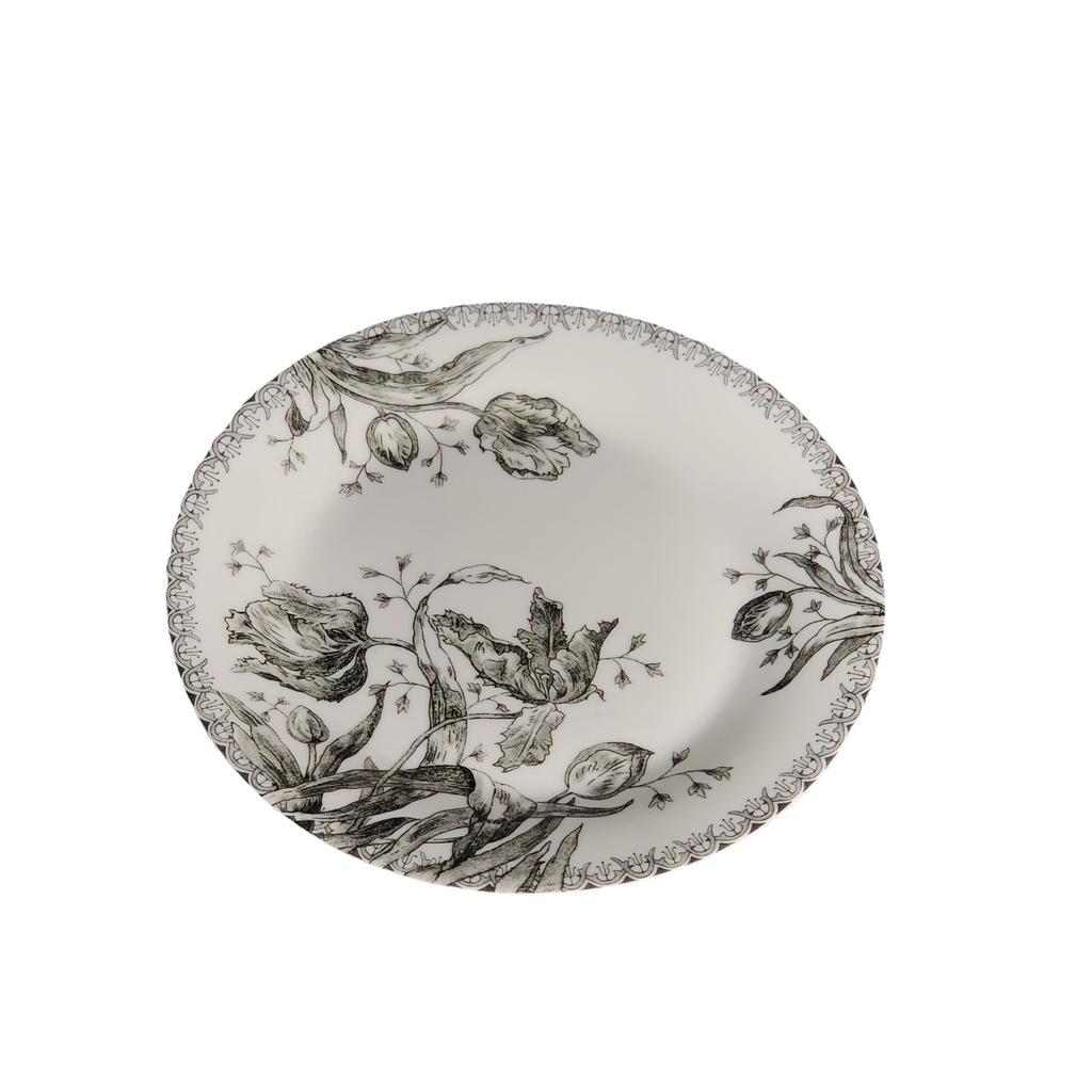 French Vintage Dining Plate Black Tulip Plate Household Ritual Set Western Food Dessert Cake Plate Afternoon Tea Cake Plate