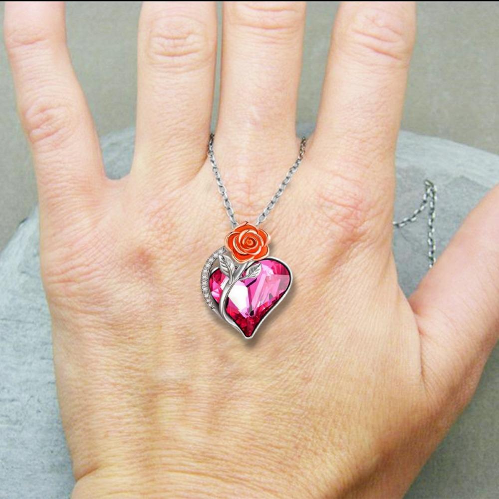 Κρεμαστό κολιέ ζιργκόν τριαντάφυλλο σε σχήμα καρδιάς Δώρο γυναικείο κόσμημα