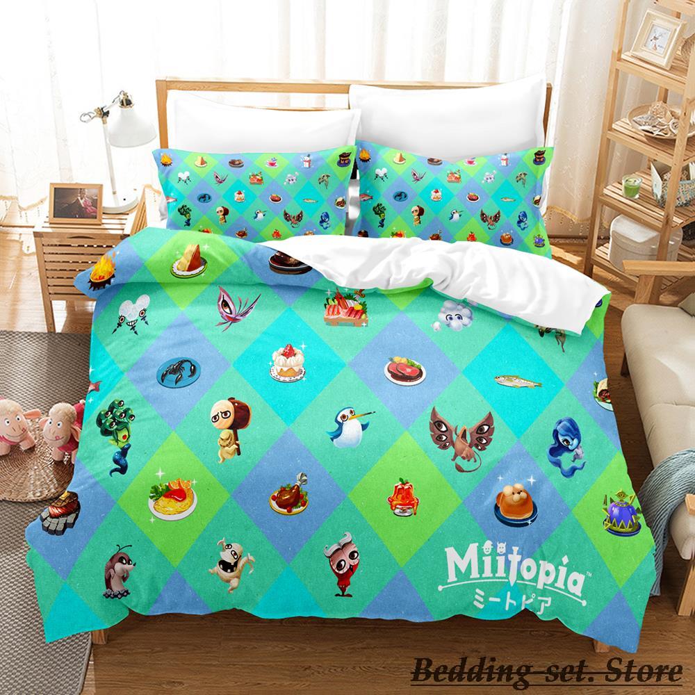 Game Miitopia Bedding Set Single Twin Full Queen King Size Bed Set Adult Kid Bedroom Duvetcover Sets Anime Parure De Lit Bed