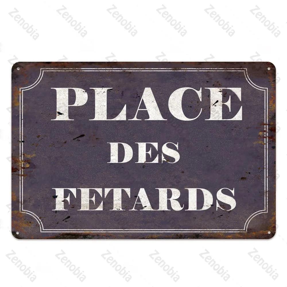 Place Des Aperos Plaque Metal Vintage French Retro Metal Tin Sign Bar Pub Club Wall Decor Iron Painting Decorative Plate