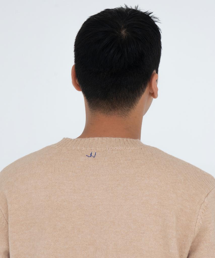 ODD DOT Crew Neck Loose Fit Wool Knit_Orange