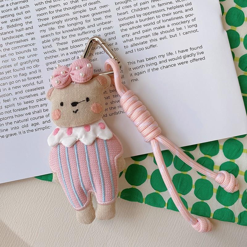 Cute Animal Doll Series Fabric Keychain Handmaking Fabric Penguin Keyrings For Bag Pendant Small Bear Doll Keychain Wholesale