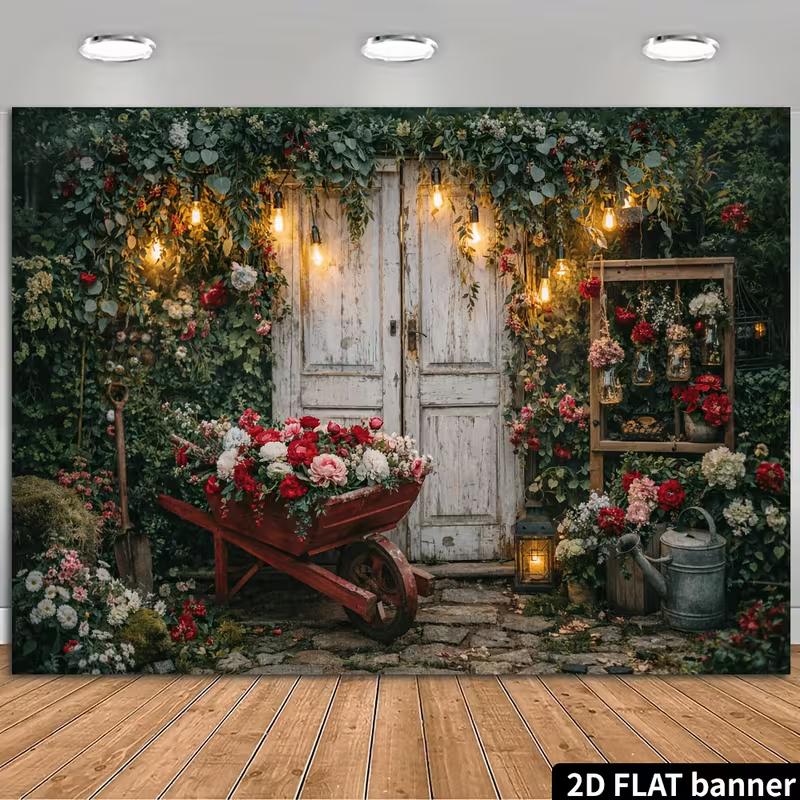 2D Cottage Greenery Floral Bridal Shower Photography Backdrop